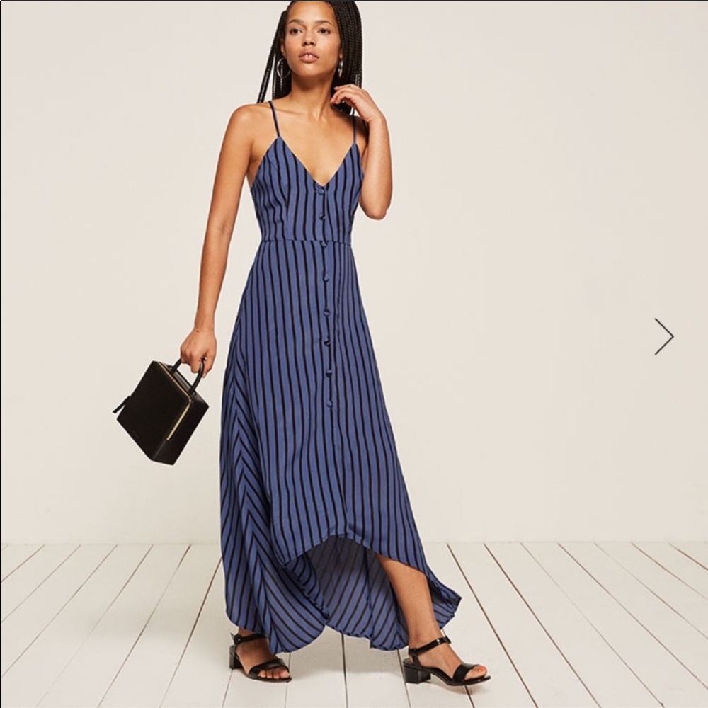Reformation Savannah Dress Size 4 blue stripes
